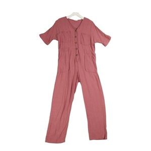 Orange Creek Jumpsuit Utility Button Front Pockets Casual‎ Romper Womens Size M